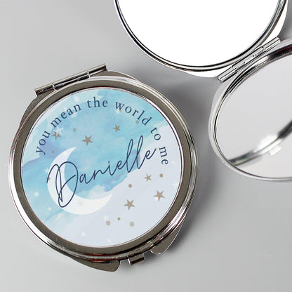 Personalised You Mean The World To Me Compact Mirror