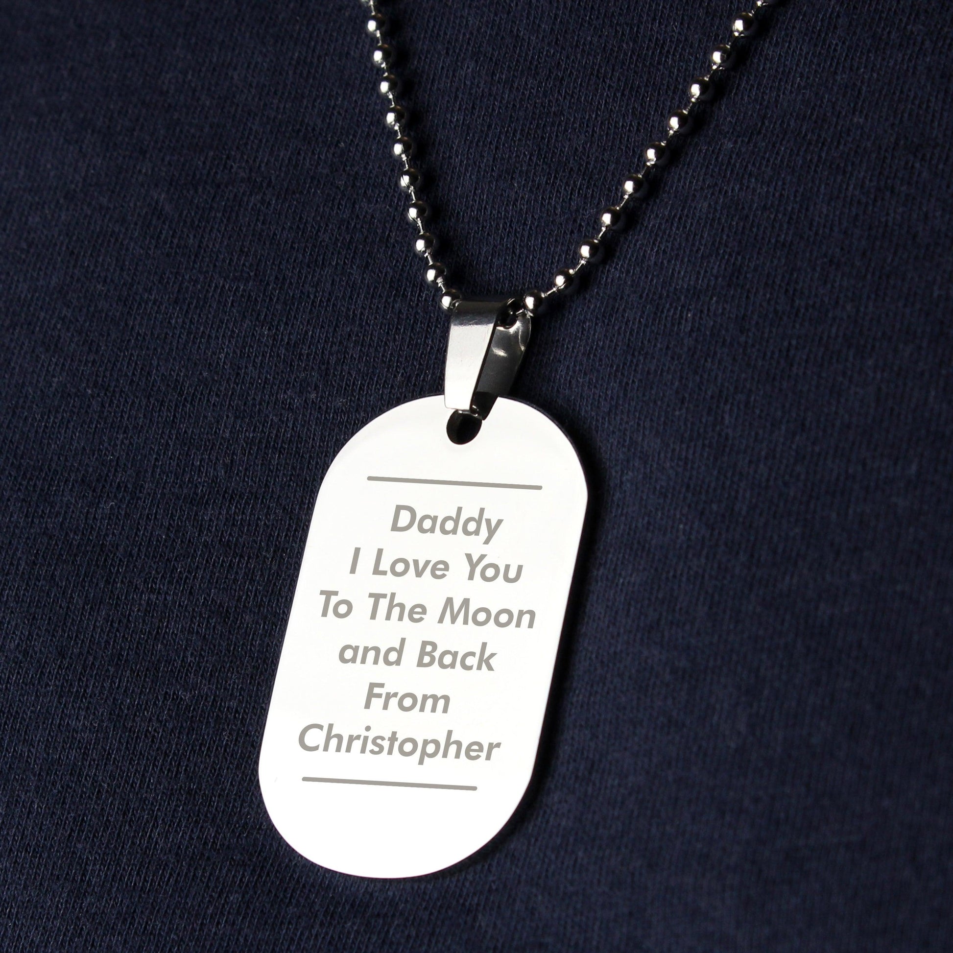 Personalised Classic Stainless Steel Dog Tag Necklace - Myhappymoments.co.uk