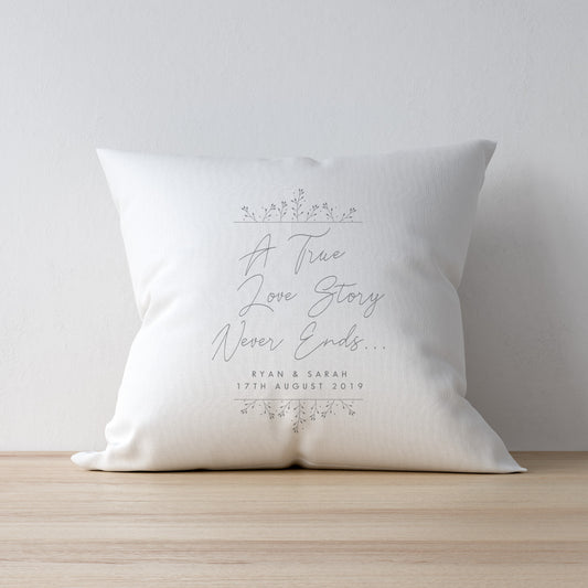 Personalised A True Love Story Never Ends Cushion & Insert