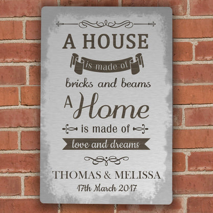 Personalised 'A House Is Made Of...' Metal Sign