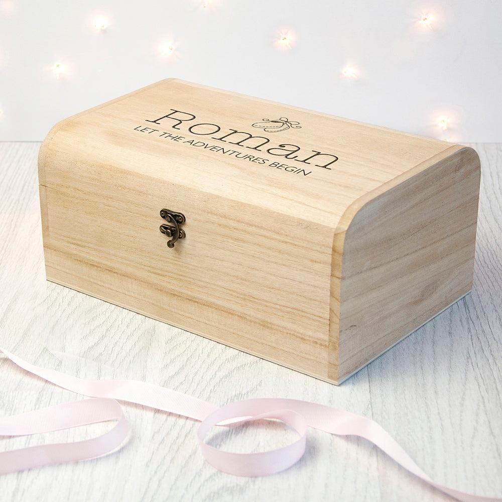 Personalised New Baby Booties Keepsake Chest