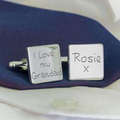 Personalised I Love My Grandad Engraved Cufflinks - Myhappymoments.co.uk