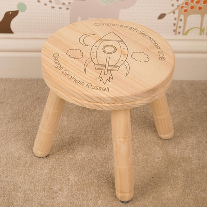 Personalised Children’s Laser Engraved Space Rocket Stool