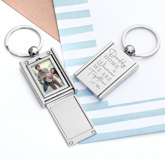 Personalised Home With Daddy Photo Frame Keyring