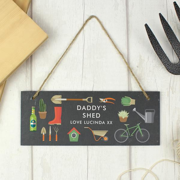 Personalised Garden Printed Hanging Slate Plaque - Myhappymoments.co.uk