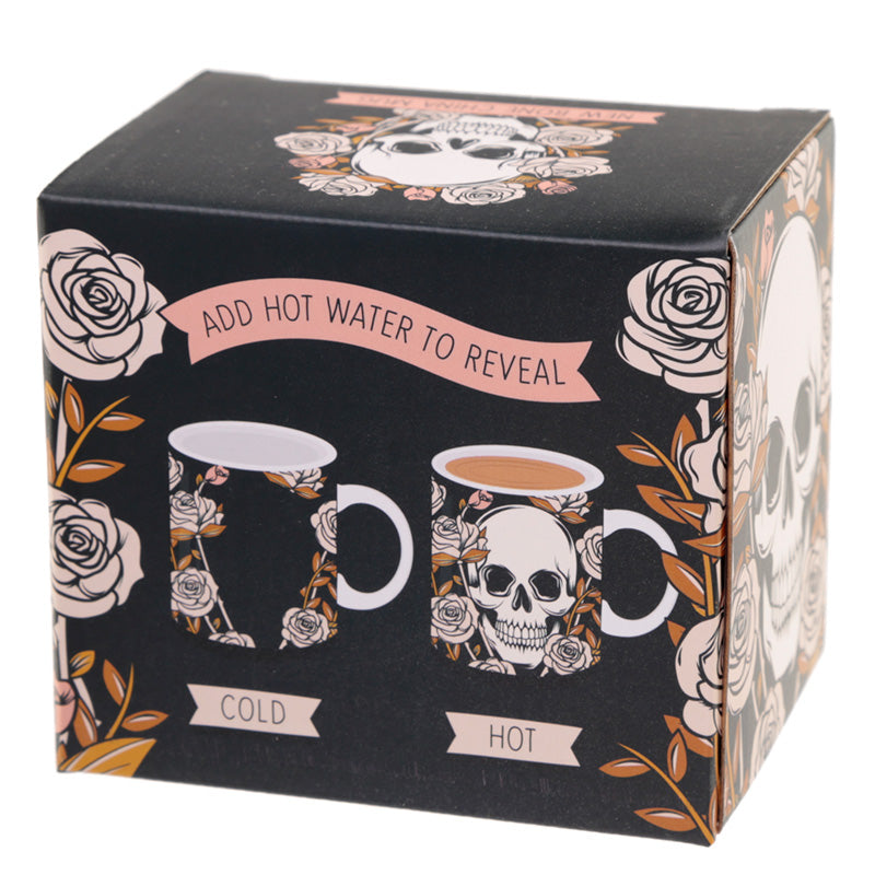 Skulls and Roses Heat Colour Changing Mug - Myhappymoments.co.uk