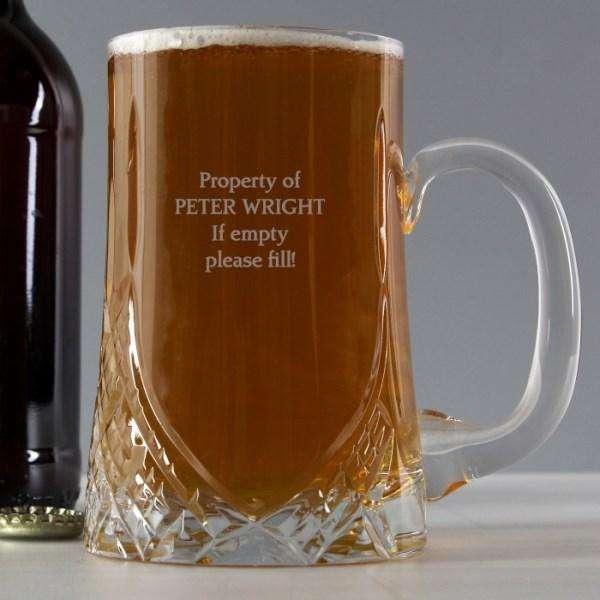 Personalised Pint Crystal Tankard - Myhappymoments.co.uk