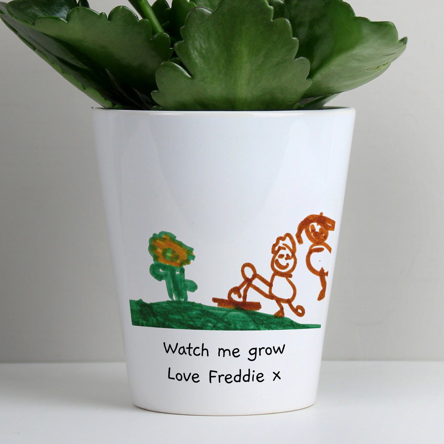 Personalised Childrens Drawing Photo Upload Plant Pot - Gift From Child