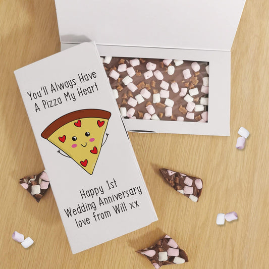 Personalised You’ll Always Have A Pizza My Heart Milk Chocolate Card