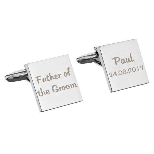 Personalised Wedding Role Square Cufflinks - 2 line - Myhappymoments.co.uk