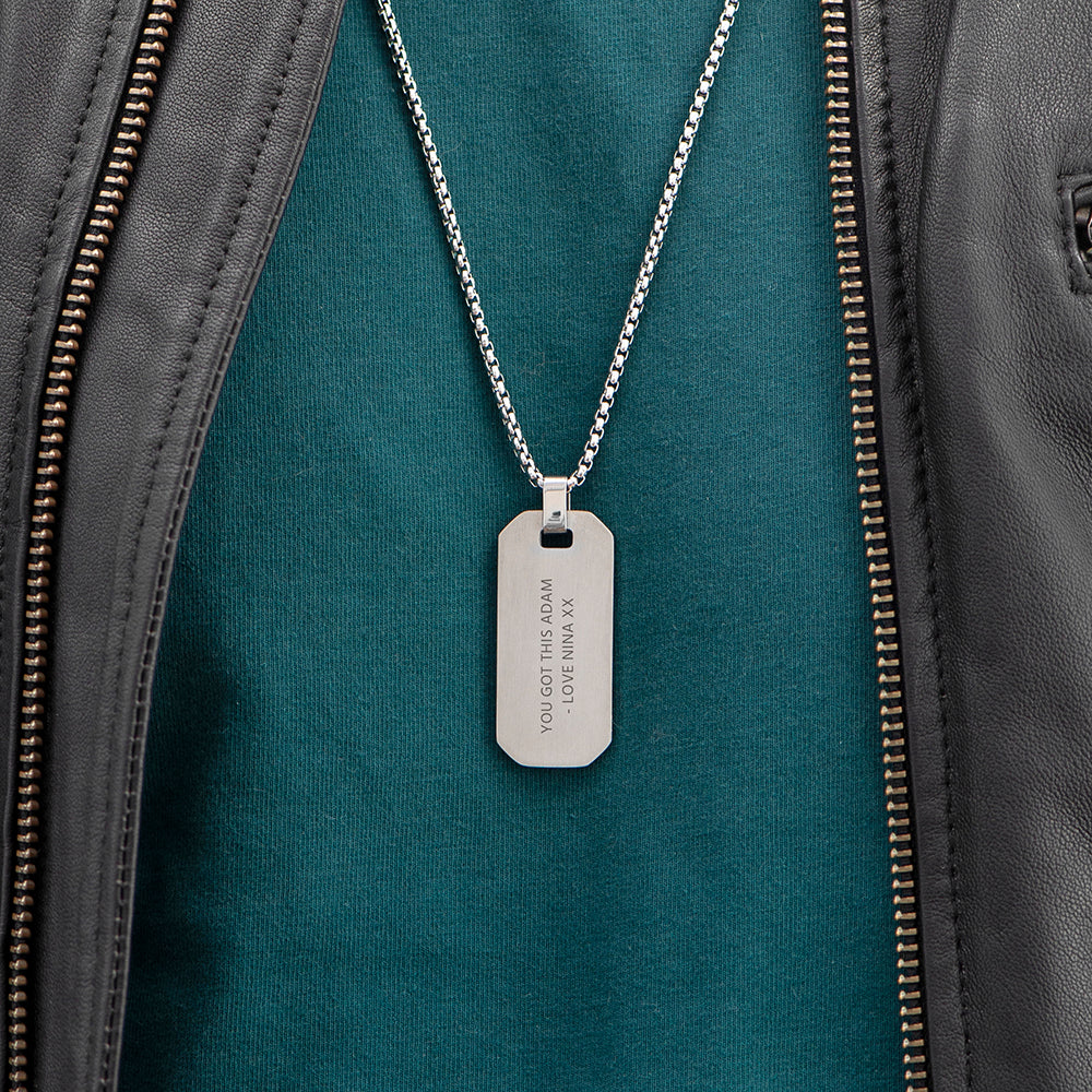 Personalised Silver Men's Dog Tag Necklace