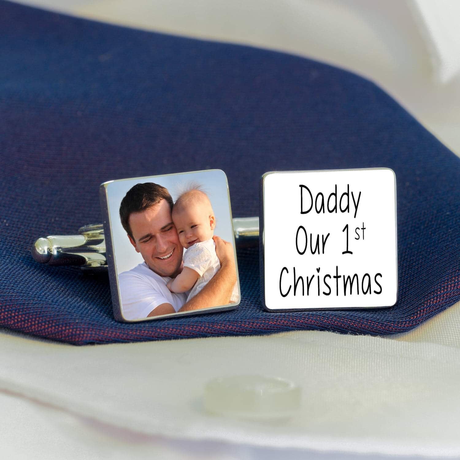 Daddy Our 1st Christmas Photo Cufflinks - Myhappymoments.co.uk