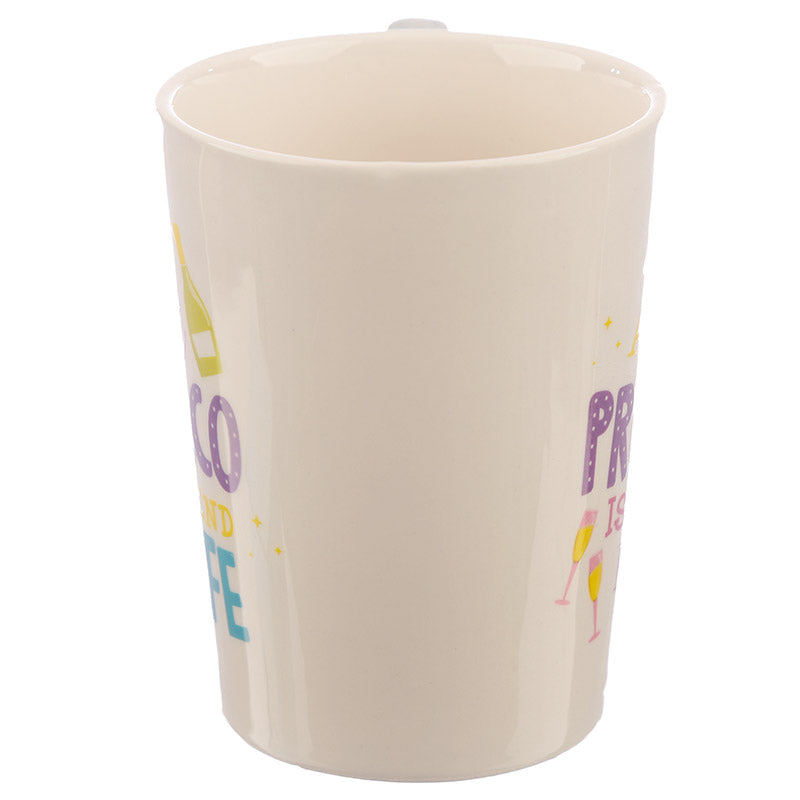 Pop the Prosecco Shaped Handle Ceramic Mug - Myhappymoments.co.uk