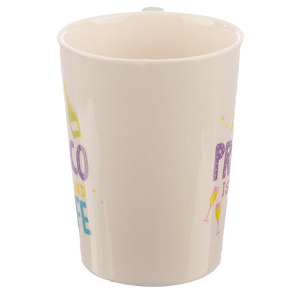 Pop the Prosecco Shaped Handle Ceramic Mug - Myhappymoments.co.uk