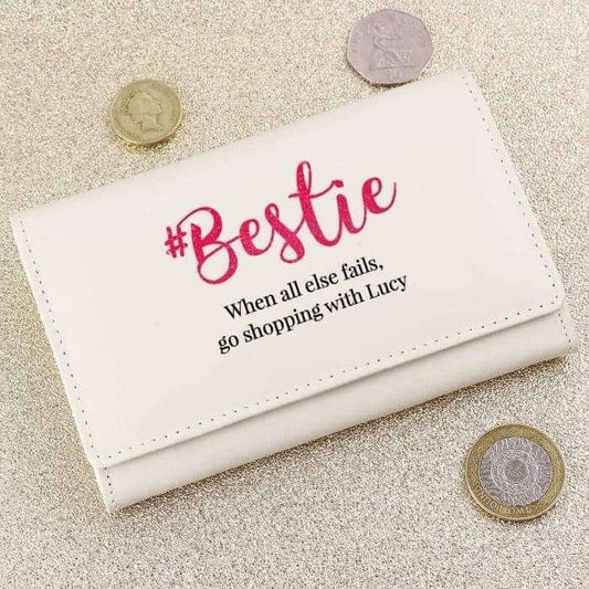 Personalised #Bestie Cream Purse - Myhappymoments.co.uk