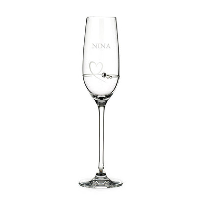 Personalised Petit Champagne Flute Glass with Swarovski Crystals