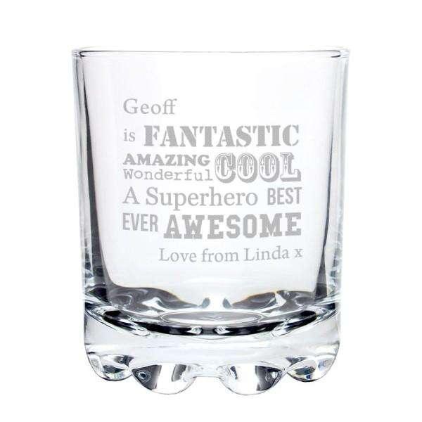 Personalised Superhero Glass Tumbler - Myhappymoments.co.uk