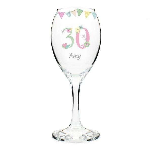 Personalised Birthday Age Female Wine Glass - Myhappymoments.co.uk