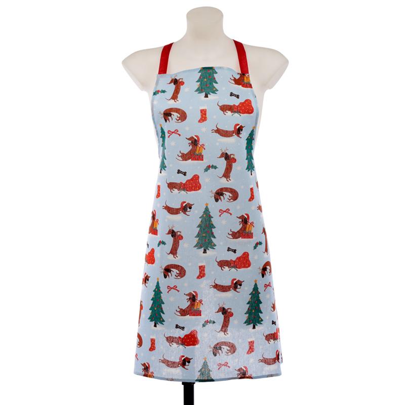 Poly Cotton Apron - Christmas Dachshund Through The Snow