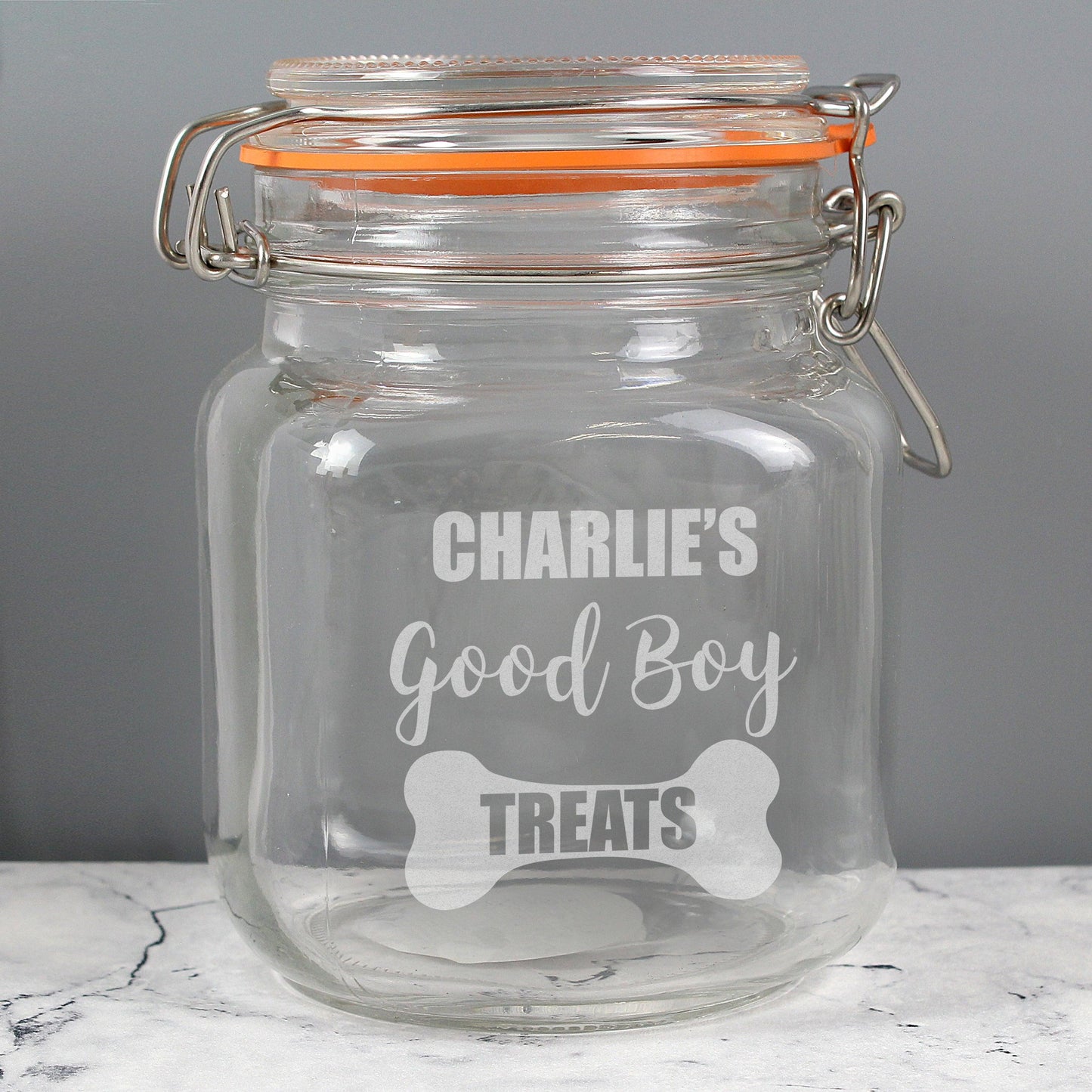 Personalised Good Boy Pet Treats Glass Kilner Jar