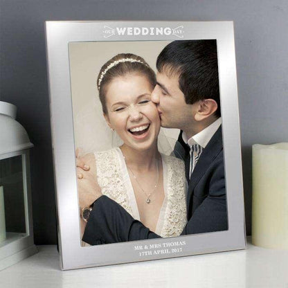 Personalised Our Wedding Day Silver Photo Frame 8x10 - Myhappymoments.co.uk