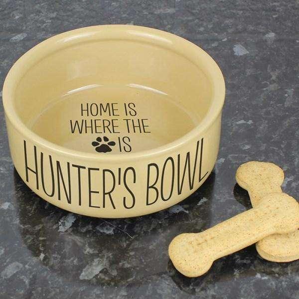 Personalised Home Is Where Large Brown Dog Bowl - Myhappymoments.co.uk