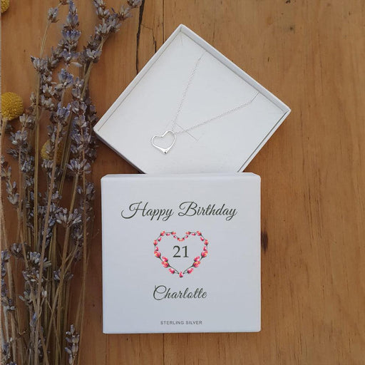 Happy Birthday Sterling Silver Heart Pendant With Personalised Gift Box