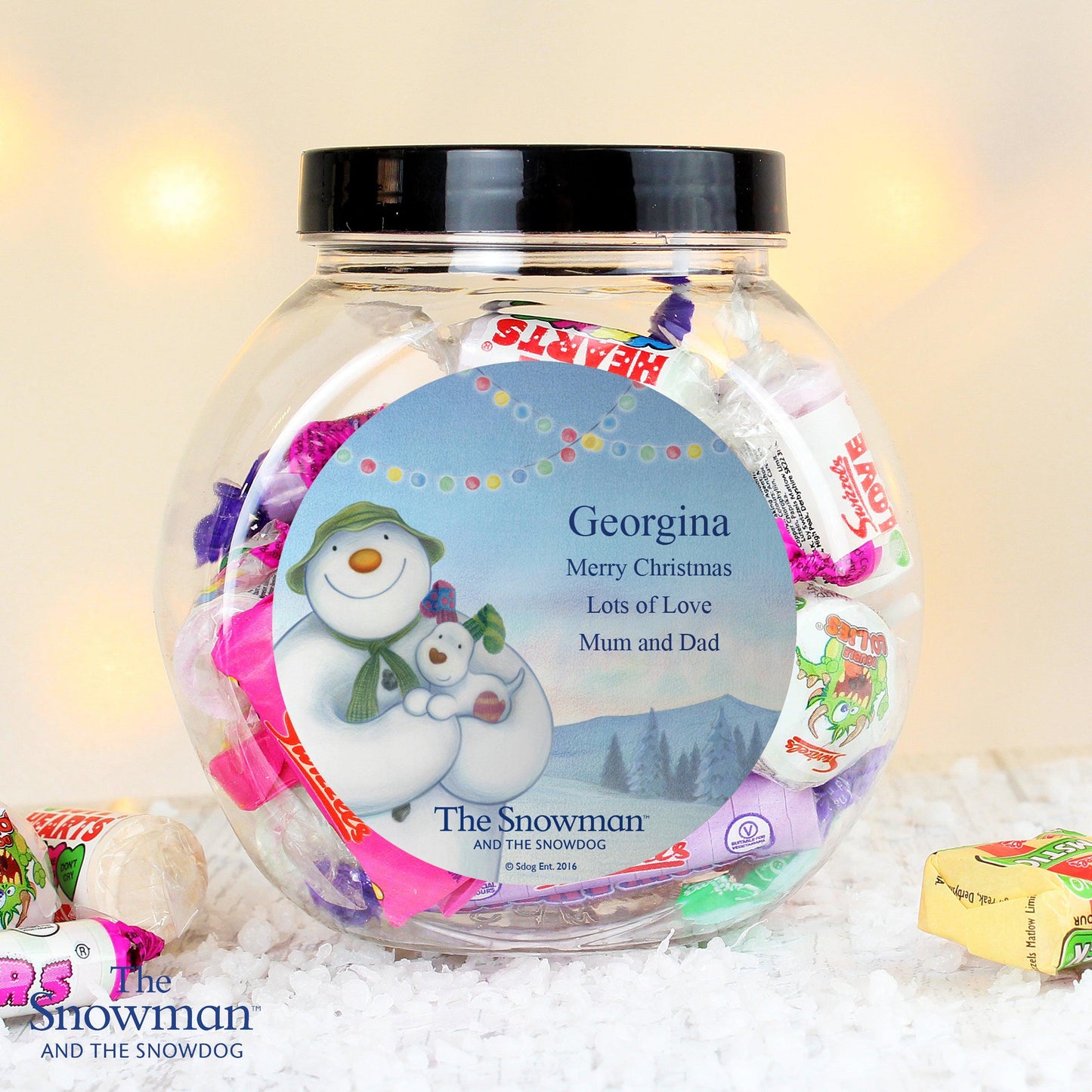 Personalised The Snowman and the Snowdog Sweet Jar