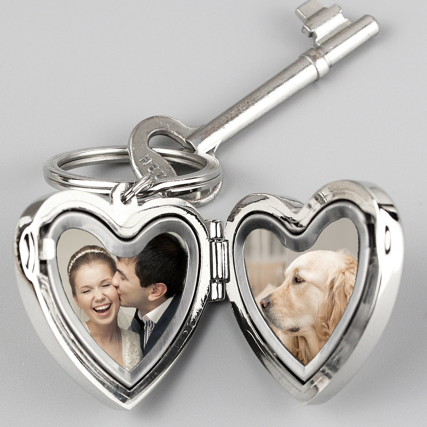 Personalised Heart Photo Locket Keyring