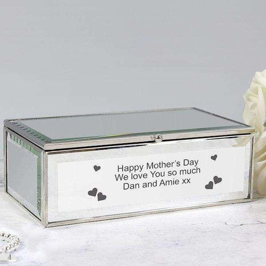 Personalised Hearts Mirrored Jewellery Box - Myhappymoments.co.uk