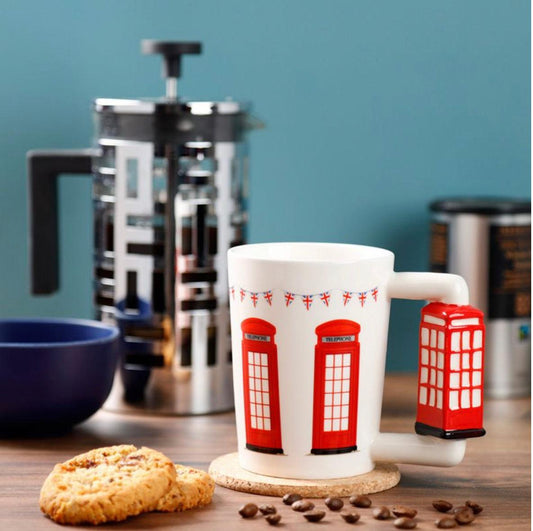 London Red Telephone Box Ceramic Shaped Handle Mug