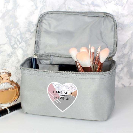 Personalised Geometric Grey Make Up Wash Bag - Myhappymoments.co.uk