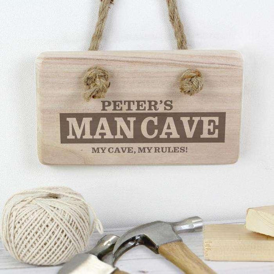 Personalised Man Cave Wooden Sign - Myhappymoments.co.uk