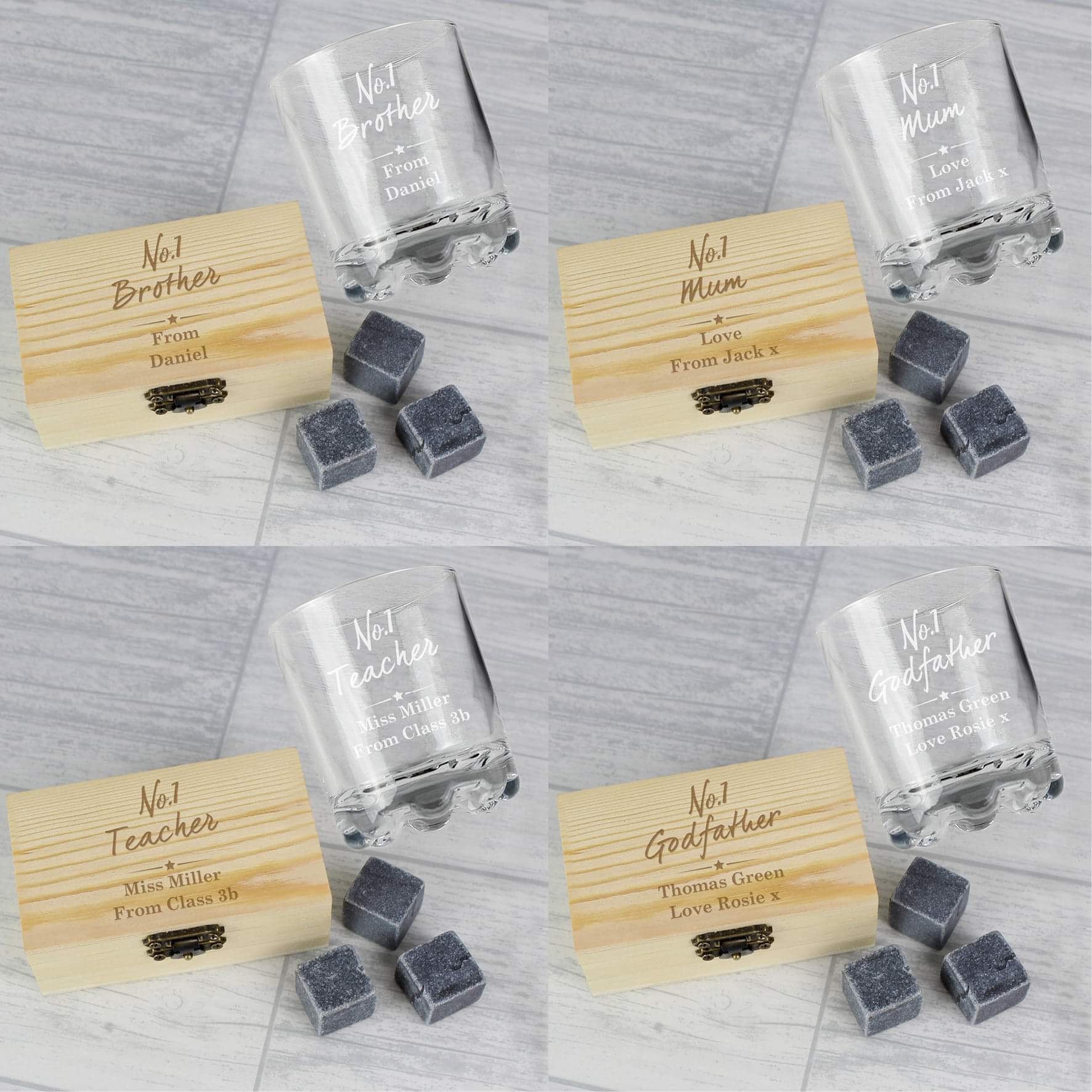 Personalised No.1 Whisky Stones & Glass Set