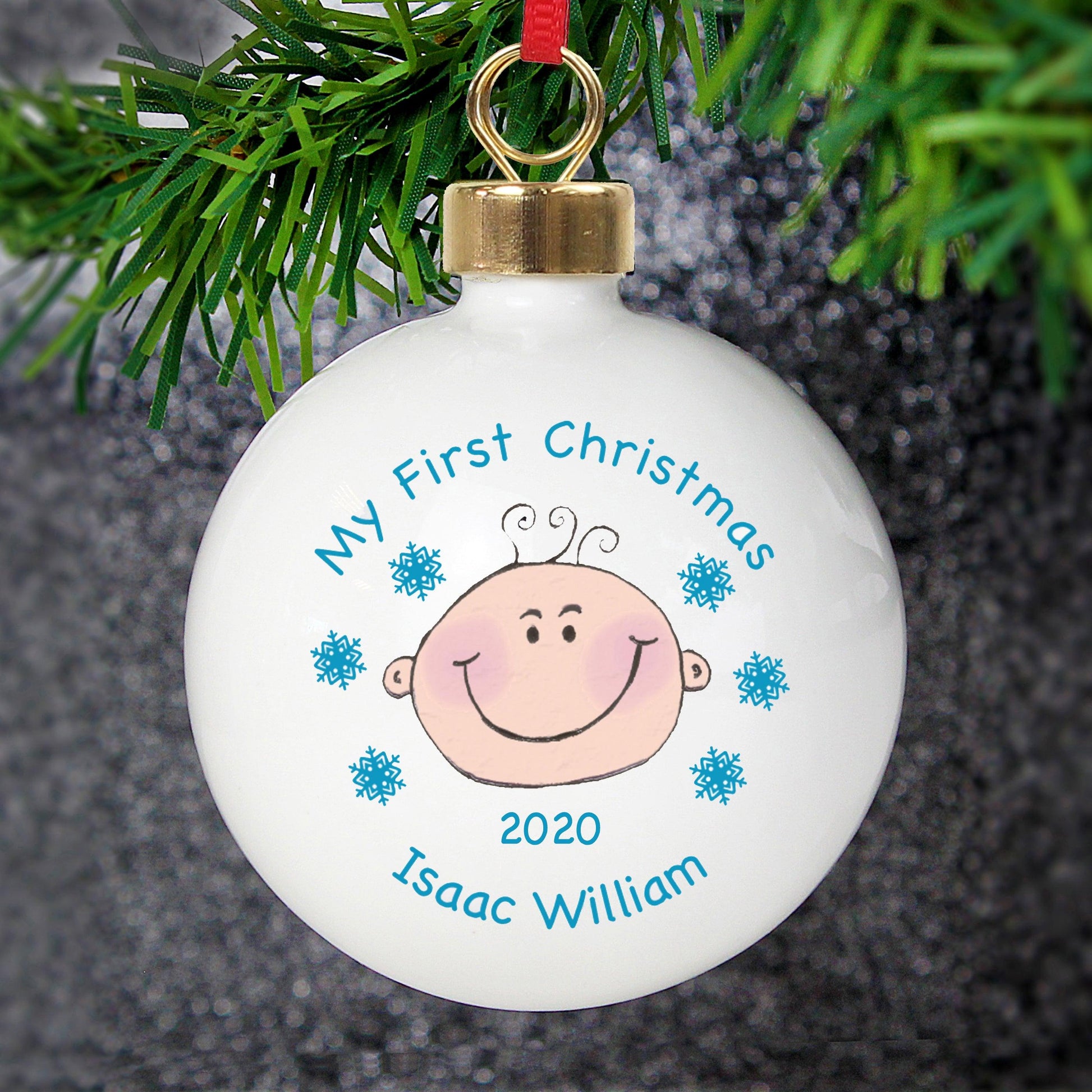 Personalised Baby Boy My First Christmas Bauble - Myhappymoments.co.uk