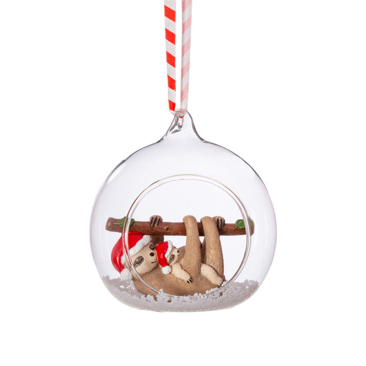 Mum & Baby Sloth Figurine Christmas Bauble