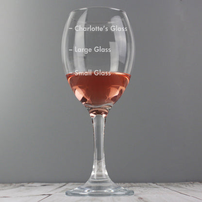 Personalised Measures Wine Glass 