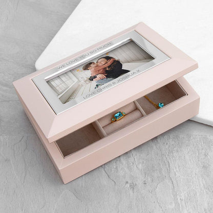 Personalised Nude Pink & Silver Photo Jewellery Box