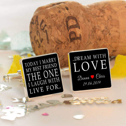 Personalised Today I Marry My Best Friend Wedding Cufflinks - Myhappymoments.co.uk