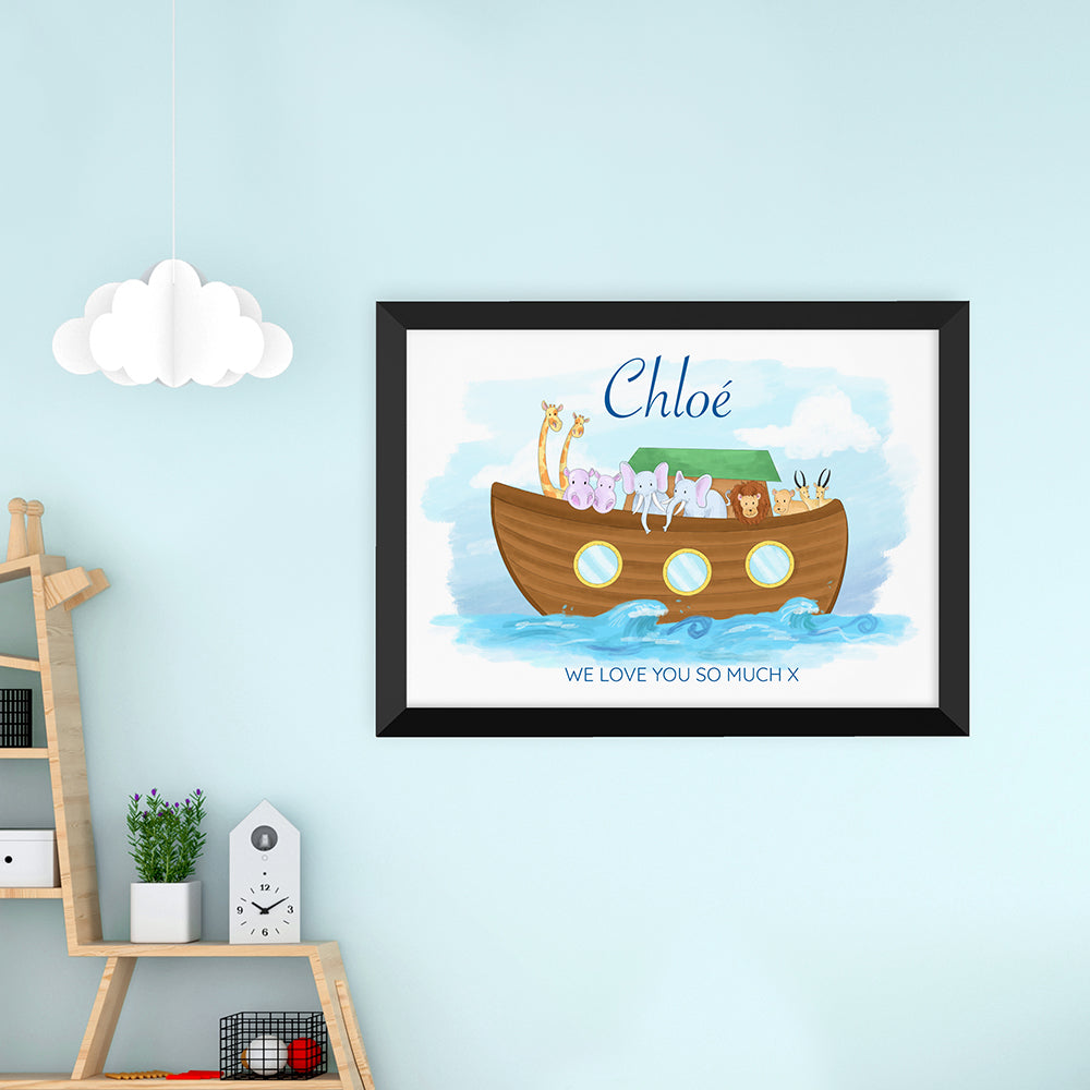 Personalised Noah's Ark Black Framed Print