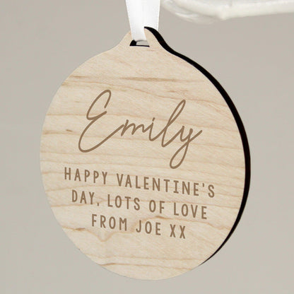 Personalised Free Text Round Wooden Christmas Decoration