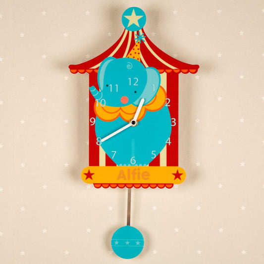 Personalised Pendulum Wall Clock - Circus Elephant