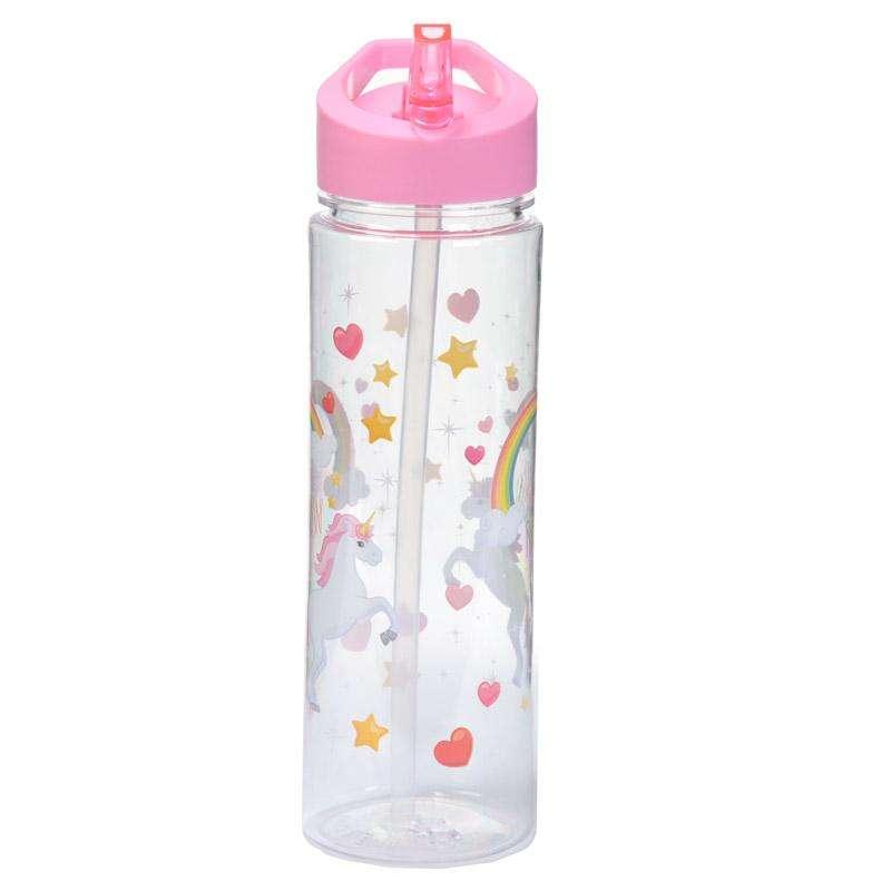 Unicorn Water Bottle with Flip Straw 500ml - Myhappymoments.co.uk