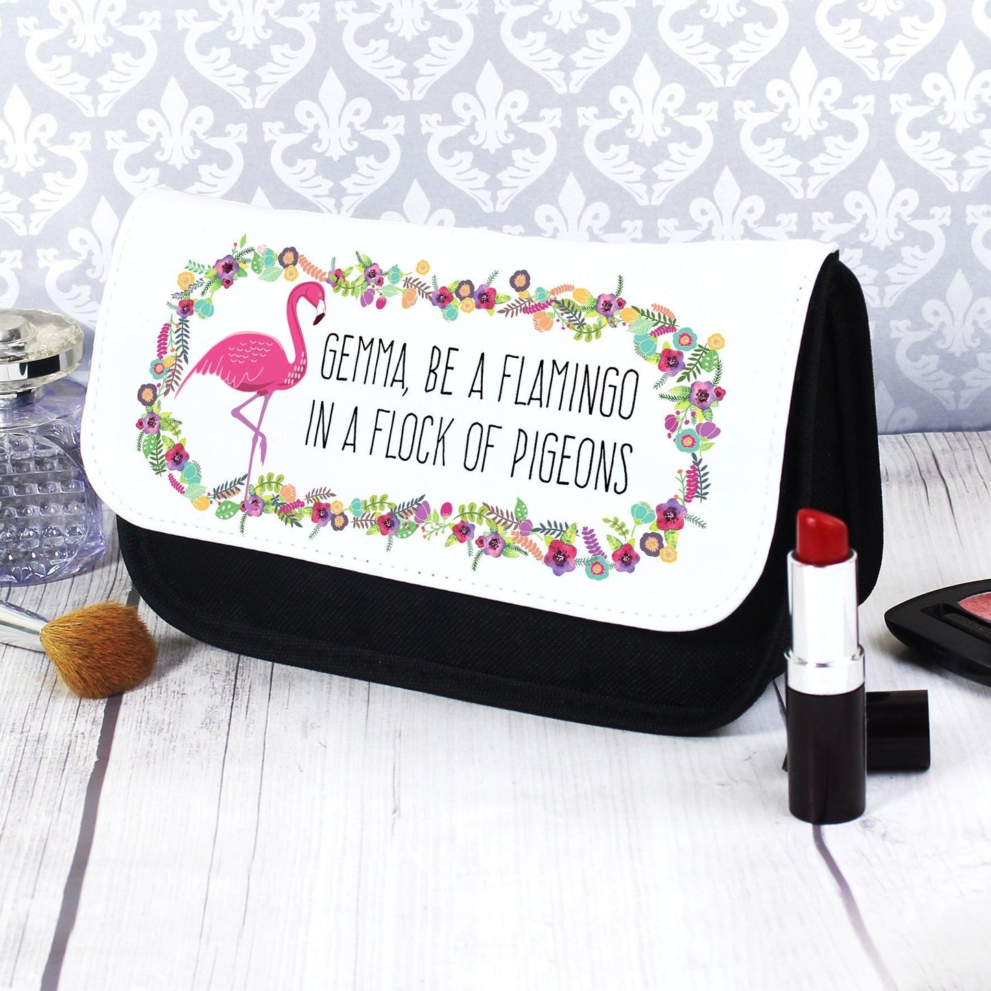 Personalised Flamingo Make Up Bag - Myhappymoments.co.uk