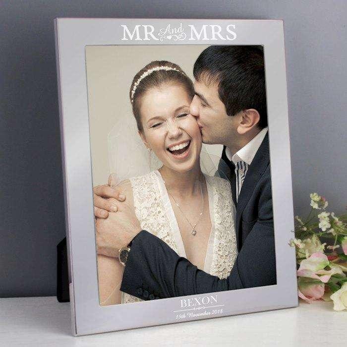 Personalised Mr & Mrs Silver Photo Frame 8x10 - Myhappymoments.co.uk