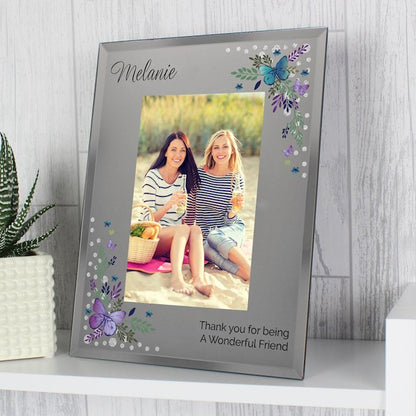 Personalised Butterfly Diamante Glass Photo Frame 4x6 - Myhappymoments.co.uk