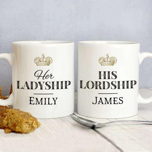 Personalised Ladyship and Lordship Mug Set - Myhappymoments.co.uk