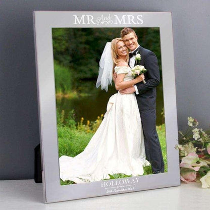 Personalised Mr & Mrs Silver Photo Frame 8x10 - Myhappymoments.co.uk