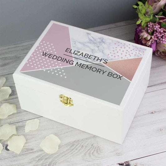 Personalised Geometric Wooden Keepsake Box - Myhappymoments.co.uk