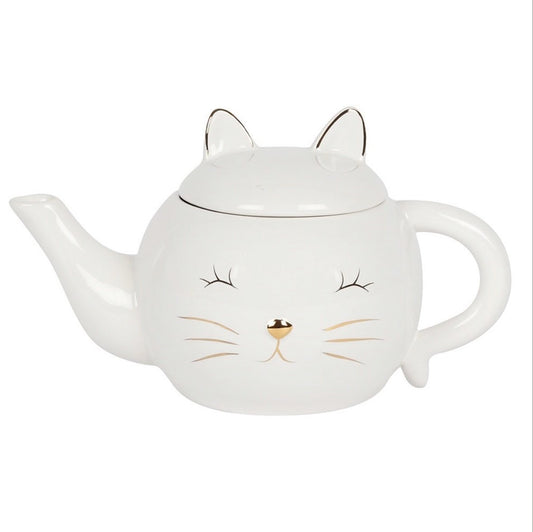 White Cat Face Teapot